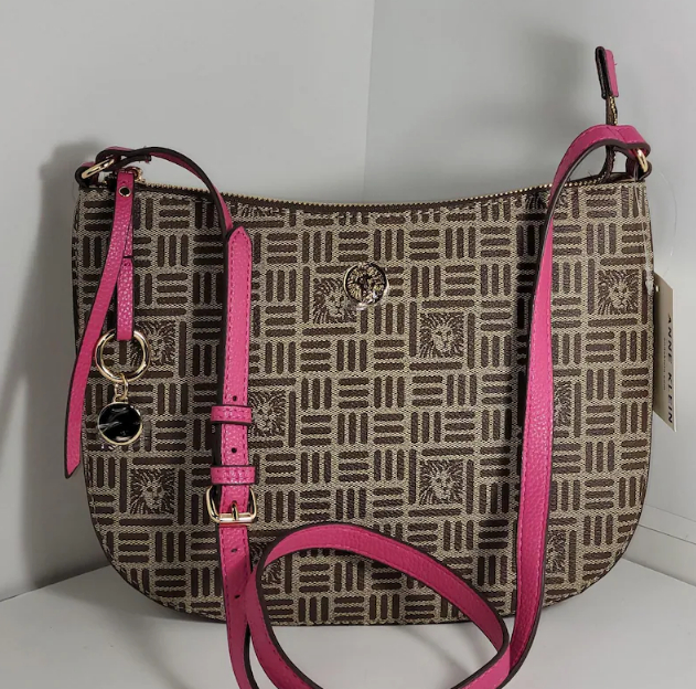 Chic Beige Canvas Monogram Crossbody Bag
